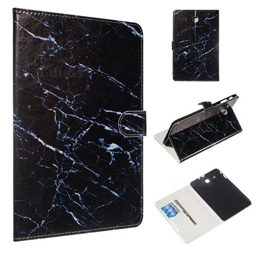 Black Marble Smooth Leather Tablet Wallet Case for Samsung Galaxy Tab E 9.6 T560 T561