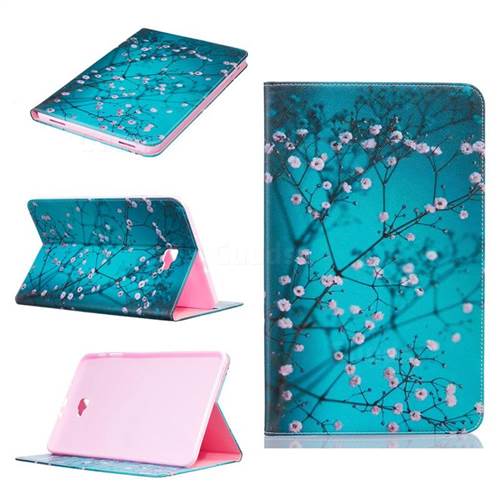 Blue Plum flower Folio Stand Leather Wallet Case for Samsung Galaxy Tab A 10.1 T580 T585