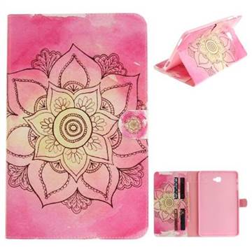 Pink Rose Painting Tablet Leather Wallet Flip Cover for Samsung Galaxy Tab A 10.1 T580 T585