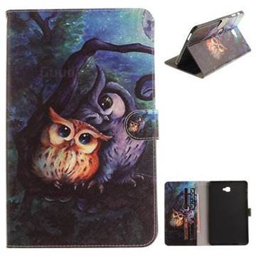 Oil Painting Owl Painting Tablet Leather Wallet Flip Cover for Samsung Galaxy Tab A 10.1 T580 T585