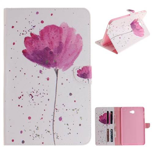 Purple Orchid Painting Tablet Leather Wallet Flip Cover for Samsung Galaxy Tab A 10.1 T580 T585