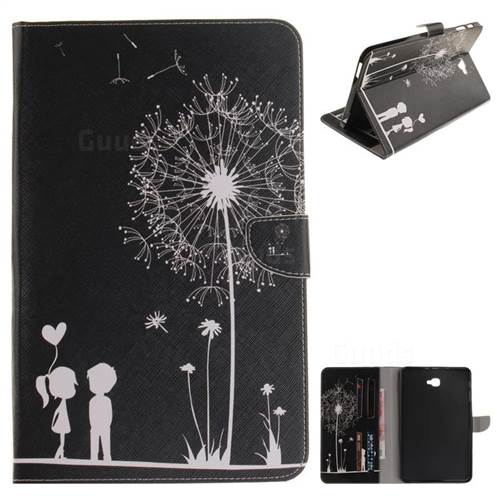 Black Dandelion Painting Tablet Leather Wallet Flip Cover for Samsung Galaxy Tab A 10.1 T580 T585