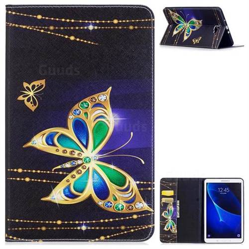 Golden Shining Butterfly Folio Stand Leather Wallet Case for Samsung Galaxy Tab A 10.1 T580 T585