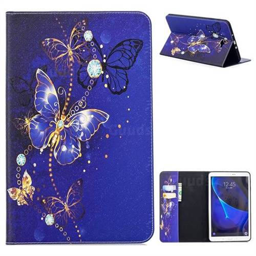 Gold and Blue Butterfly Folio Stand Tablet Leather Wallet Case for Samsung Galaxy Tab A 10.1 T580 T585