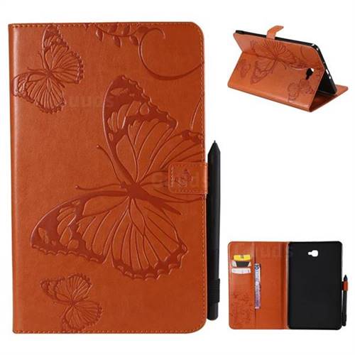 Embossing 3D Butterfly Leather Wallet Case for Samsung Galaxy Tab A 10.1 T580 T585 - Orange