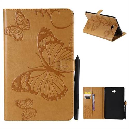 Embossing 3D Butterfly Leather Wallet Case for Samsung Galaxy Tab A 10.1 T580 T585 - Yellow