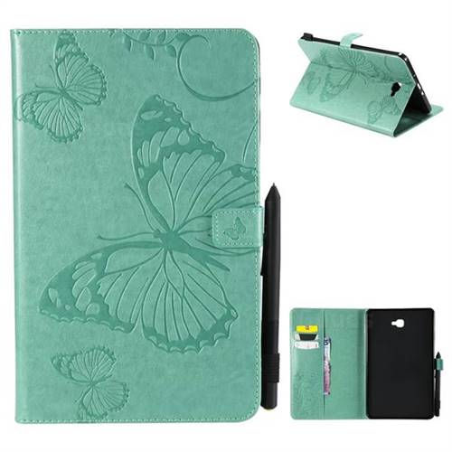 Embossing 3D Butterfly Leather Wallet Case for Samsung Galaxy Tab A 10.1 T580 T585 - Green