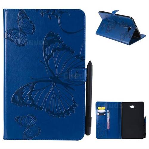 Embossing 3D Butterfly Leather Wallet Case for Samsung Galaxy Tab A 10.1 T580 T585 - Blue
