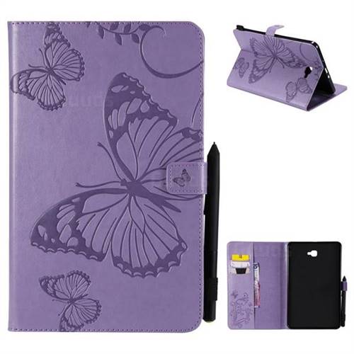Embossing 3D Butterfly Leather Wallet Case for Samsung Galaxy Tab A 10.1 T580 T585 - Purple