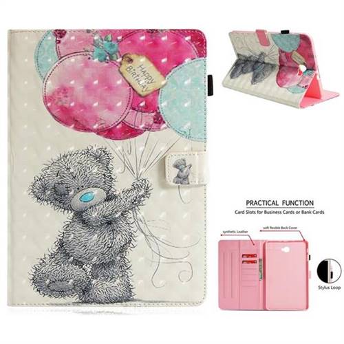 Gray Bear 3D Painted Leather Wallet Tablet Case for Samsung Galaxy Tab A 10.1 T580 T585