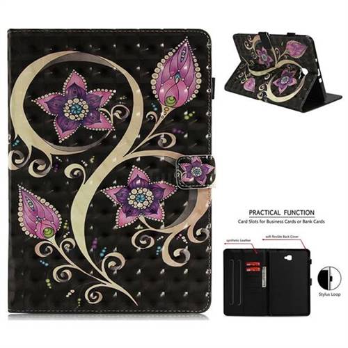 Peacock Flower 3D Painted Leather Wallet Tablet Case for Samsung Galaxy Tab A 10.1 T580 T585