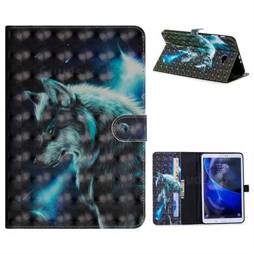 Snow Wolf 3D Painted Leather Tablet Wallet Case for Samsung Galaxy Tab A 10.1 T580 T585