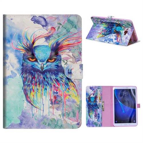Watercolor Owl 3D Painted Leather Tablet Wallet Case for Samsung Galaxy Tab A 10.1 T580 T585