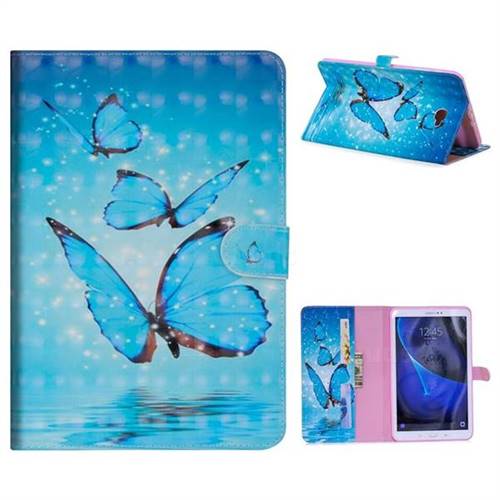 Blue Sea Butterflies 3D Painted Leather Tablet Wallet Case for Samsung Galaxy Tab A 10.1 T580 T585