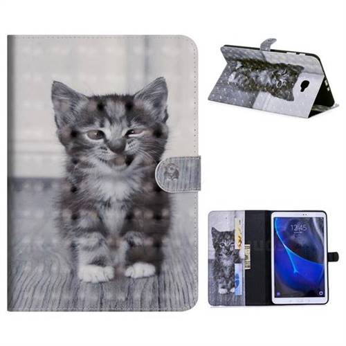 Smiling Cat 3D Painted Leather Tablet Wallet Case for Samsung Galaxy Tab A 10.1 T580 T585