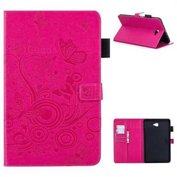 Intricate Embossing Butterfly Circle Leather Wallet Case for Samsung Galaxy Tab A 10.1 T580 T585 - Red