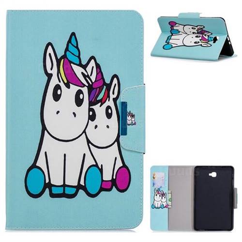 Couple Unicorn Folio Flip Stand Leather Wallet Case for Samsung Galaxy Tab A 10.1 T580 T585