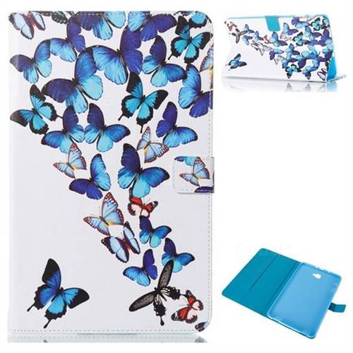 Blue Vivid Butterflies Folio Stand Leather Wallet Case for Samsung Galaxy Tab A 10.1 T580 T585