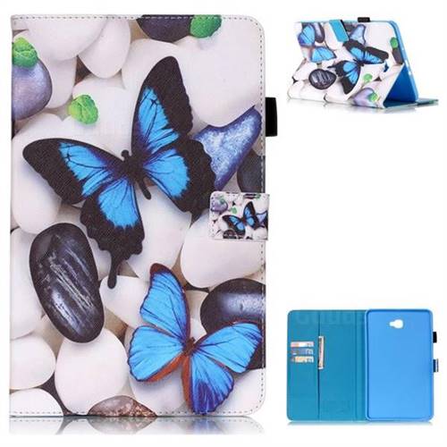 Blue Butterflies Folio Stand Leather Wallet Case for Samsung Galaxy Tab A 10.1 T580 T585