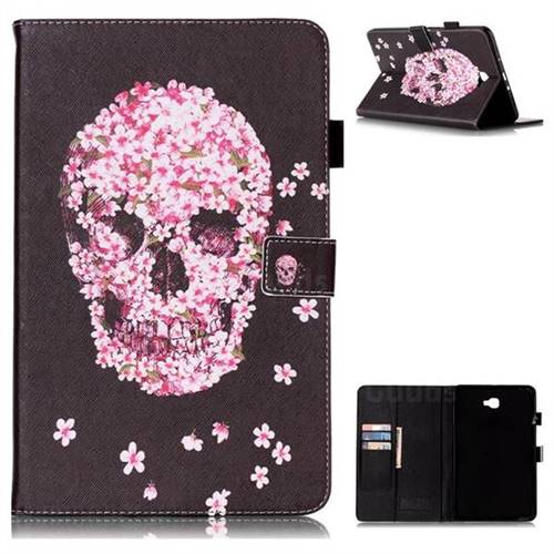 Petals Skulls Folio Stand Leather Wallet Case for Samsung Galaxy Tab A 10.1 T580 T585