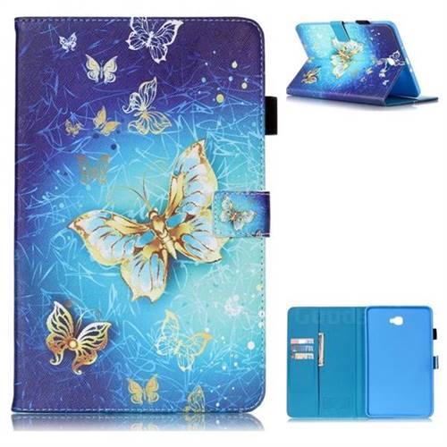 Gold Butterfly Folio Stand Leather Wallet Case for Samsung Galaxy Tab A 10.1 T580 T585