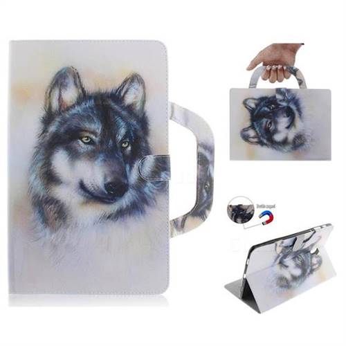 Snow Wolf Handbag Tablet Leather Wallet Flip Cover for Samsung Galaxy Tab A 10.5 T590 T595