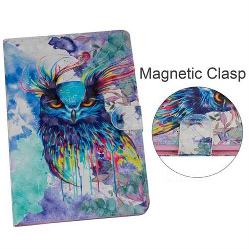 Watercolor Owl 3D Painted Leather Tablet Wallet Case for Samsung Galaxy Tab A 10.5 T590 T595