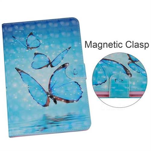 Blue Sea Butterflies 3D Painted Leather Tablet Wallet Case for Samsung Galaxy Tab A 10.5 T590 T595
