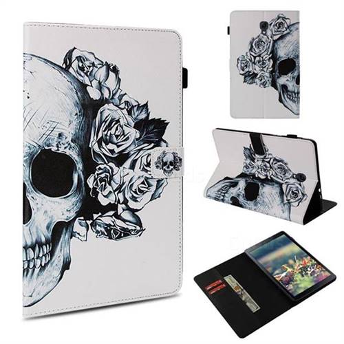 Skull Flower Folio Stand Leather Wallet Case for Samsung Galaxy Tab A 10.5 T590 T595