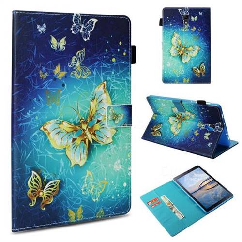 Gold Butterfly Folio Stand Leather Wallet Case for Samsung Galaxy Tab A 10.5 T590 T595