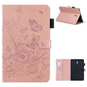 Intricate Embossing Butterfly Circle Leather Wallet Case for Samsung Galaxy Tab A 10.5 T590 T595 - Rose Gold