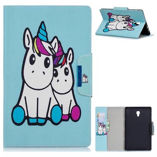 Couple Unicorn Folio Flip Stand Leather Wallet Case for Samsung Galaxy Tab A 10.5 T590 T595