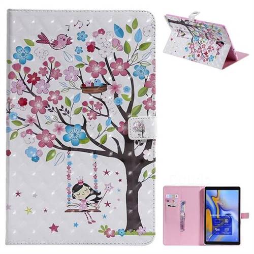 Flower Tree Swing Girl 3D Painted Tablet Leather Wallet Case for Samsung Galaxy Tab A 10.5 T590 T595