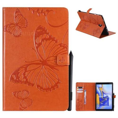 Embossing 3D Butterfly Leather Wallet Case for Samsung Galaxy Tab A 10.5 T590 T595 - Orange