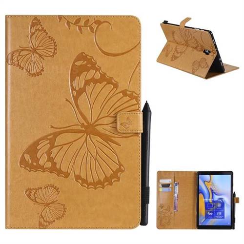 Embossing 3D Butterfly Leather Wallet Case for Samsung Galaxy Tab A 10.5 T590 T595 - Yellow