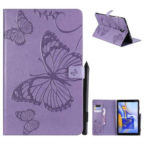 Embossing 3D Butterfly Leather Wallet Case for Samsung Galaxy Tab A 10.5 T590 T595 - Purple