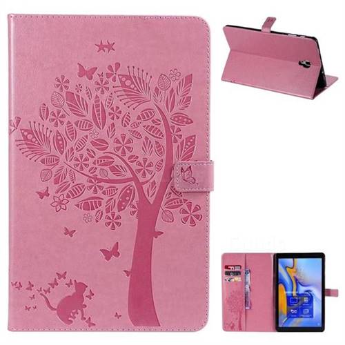 Embossing Butterfly Tree Leather Flip Cover for Samsung Galaxy Tab A 10.5 T590 T595 - Pink