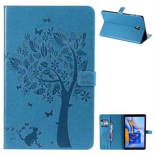 Embossing Butterfly Tree Leather Flip Cover for Samsung Galaxy Tab A 10.5 T590 T595 - Blue