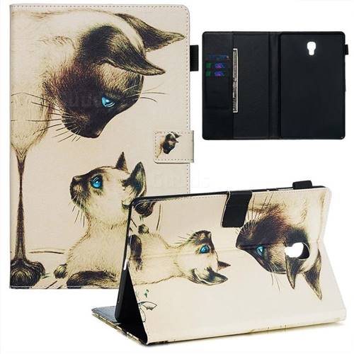 Cat Confrontation Matte Leather Wallet Tablet Case for Samsung Galaxy Tab A 10.5 T590 T595