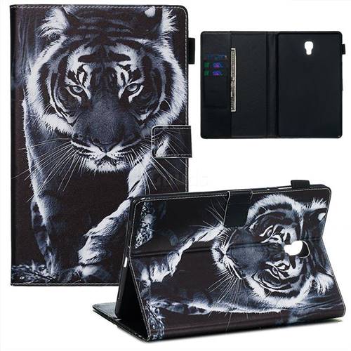 Black and White Tiger Matte Leather Wallet Tablet Case for Samsung Galaxy Tab A 10.5 T590 T595