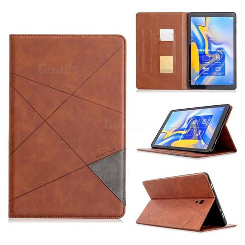 Binfen Color Prismatic Slim Magnetic Sucking Stitching Wallet Flip Cover for Samsung Galaxy Tab A 10.5 T590 T595 - Brown