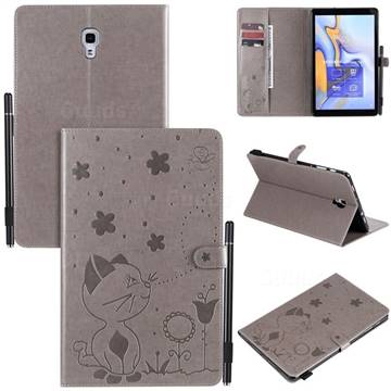 Embossing Bee and Cat Leather Flip Cover for Samsung Galaxy Tab A 10.5 T590 T595 T597 - Gray