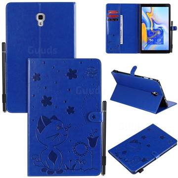 Embossing Bee and Cat Leather Flip Cover for Samsung Galaxy Tab A 10.5 T590 T595 T597 - Blue