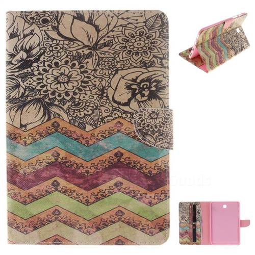 Wave Flower Painting Tablet Leather Wallet Flip Cover for Samsung Galaxy Tab S2 8.0 T710 T715 T719