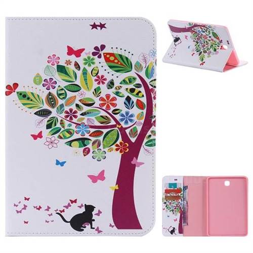 Cat and Tree Folio Flip Stand Leather Wallet Case for Samsung