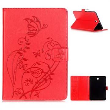 Embossing Butterfly Flower Leather Wallet Case for Samsung Galaxy Tab S2 8.0 T710 T715 T719 - Rose