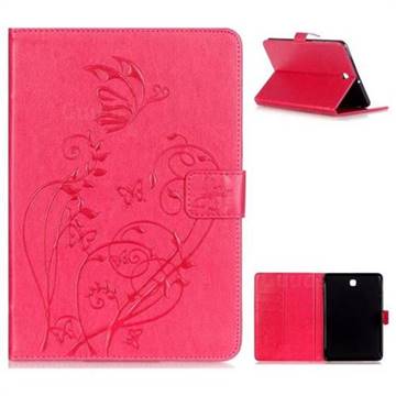 Embossing Butterfly Flower Leather Wallet Case for Samsung Galaxy Tab S2 8.0 T710 T715 T719 - Pink