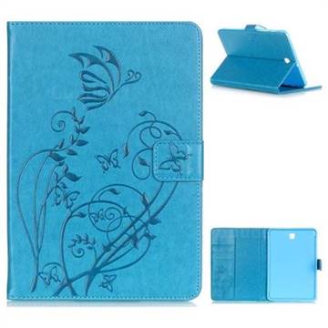 Embossing Butterfly Flower Leather Wallet Case for Samsung Galaxy Tab S2 8.0 T710 T715 T719 - Champagne