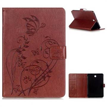 Embossing Butterfly Flower Leather Wallet Case for Samsung Galaxy Tab S2 8.0 T710 T715 T719 - Brown