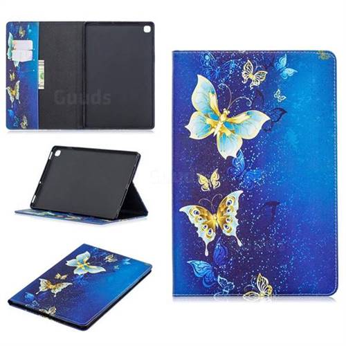 Golden Butterflies Folio Stand Leather Wallet Case for Samsung Galaxy Tab S5e 10.5 T720 T725